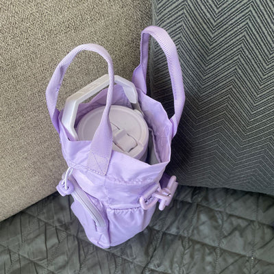 Portable Water Bottle Bag Drawstring Nylon Crossbody Bag Handbag