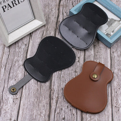 Guitar Pick Holder Storage Bag Leather Plectrums Bag For Player