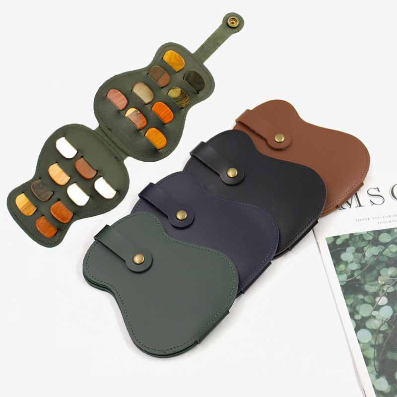 Guitar Pick Holder Storage Bag Leather Plectrums Bag For Player