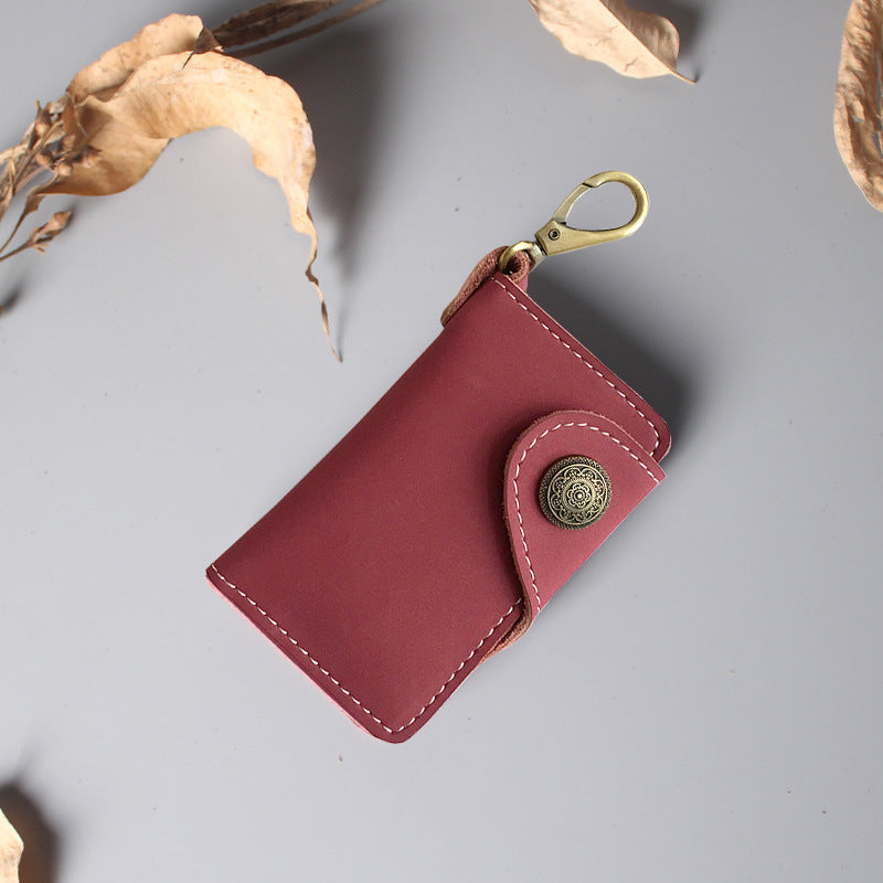 Multifunctional Leather Card Holder Ultra Thin Mini Key Ring Wallet