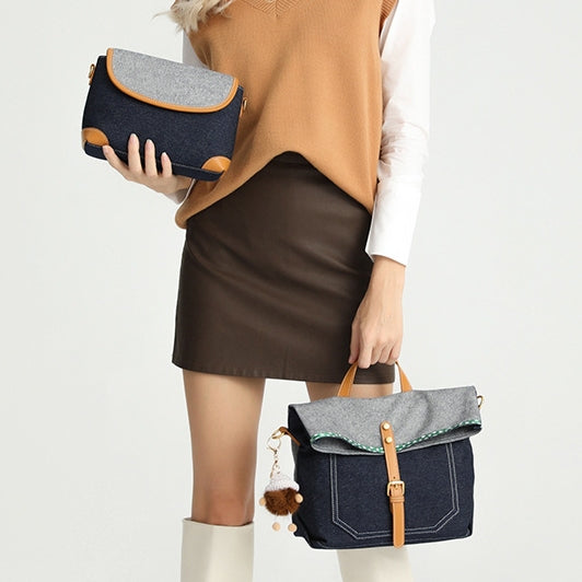 2Pcs Denim Handbag Set Fashion Crossbody Bag Set for Women - image 2