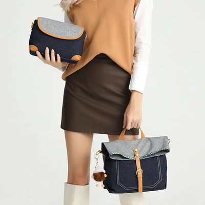 2Pcs Denim Handbag Set Fashion Crossbody Bag Set for Women - image 2