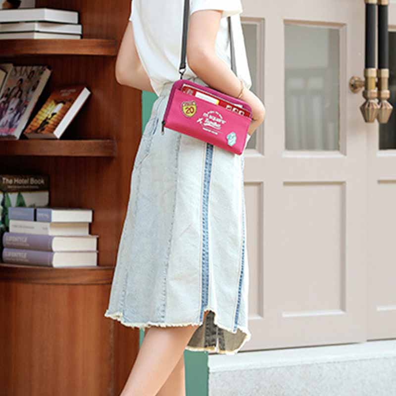 Portable Travel Wallet Canvas Ticket Passport Holder Crossbdoy Bag Card Holder