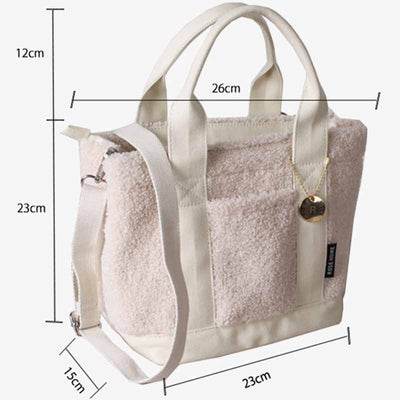 Teddy Fleece Tote Bag For Women Soft Crossbody Bag