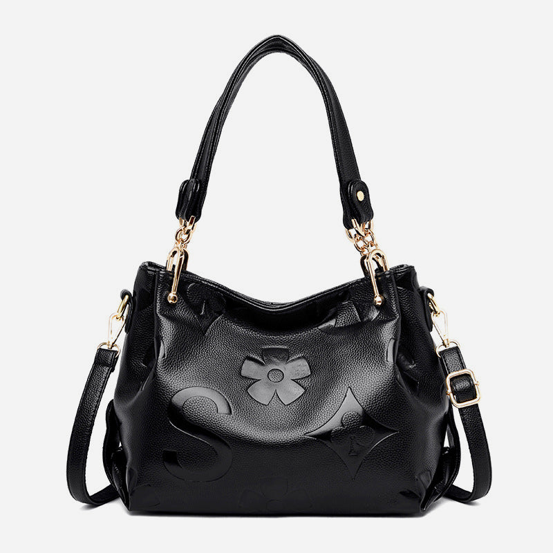 Minimalist Tote For Women Solid Color Pebbled Leather Crossbody Bag