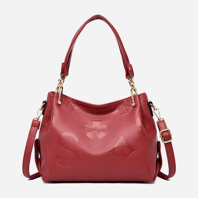 Minimalist Tote For Women Solid Color Pebbled Leather Crossbody Bag