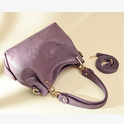 Minimalist Tote For Women Solid Color Pebbled Leather Crossbody Bag