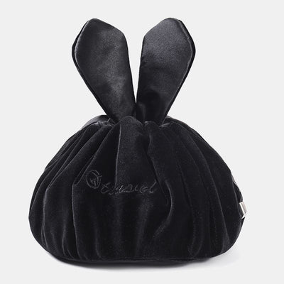 Cute Bunny Ear Drawstring Makeup Bag Embroidery Velvet Storage Bag