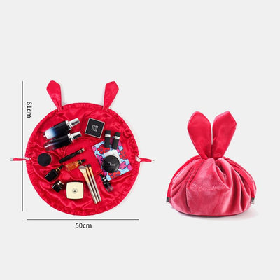Cute Bunny Ear Drawstring Makeup Bag Embroidery Velvet Storage Bag