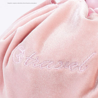 Cute Bunny Ear Drawstring Makeup Bag Embroidery Velvet Storage Bag