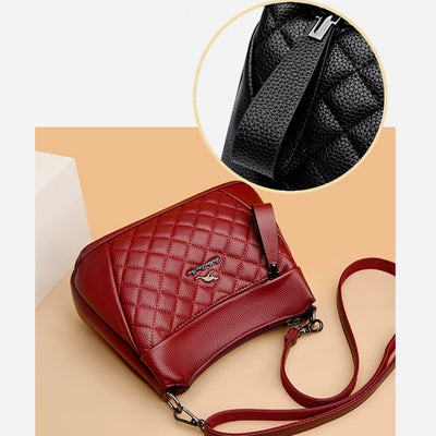 3 Layer Quilted Faux Leather Crossbody Bag Purse For Women