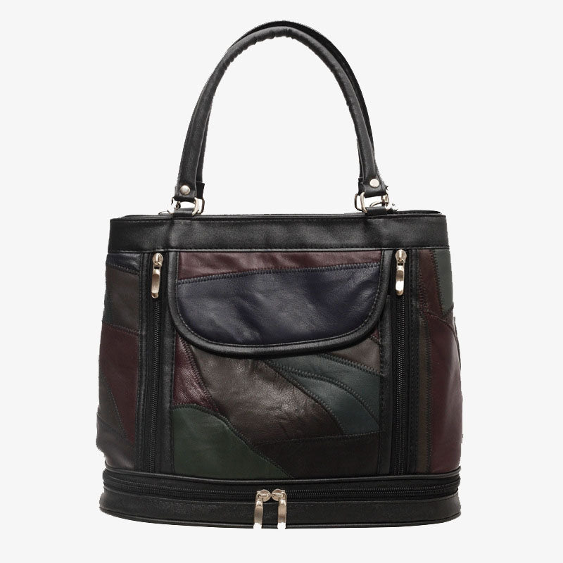 Double Compartment Tote Women Large Faux Leather Handbag Crossbody Bag