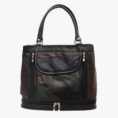Double Compartment Tote Women Large Faux Leather Handbag Crossbody Bag