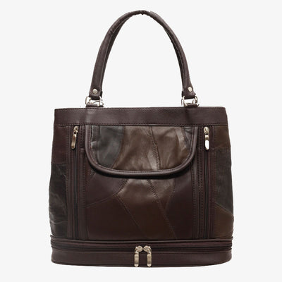 Double Compartment Tote Women Large Faux Leather Handbag Crossbody Bag