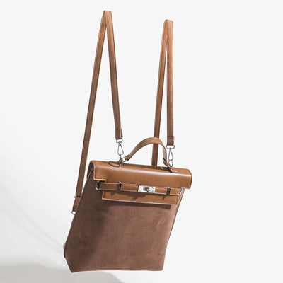 Vintage Backpack For Women Frosted Faux Leather Slim Daypack