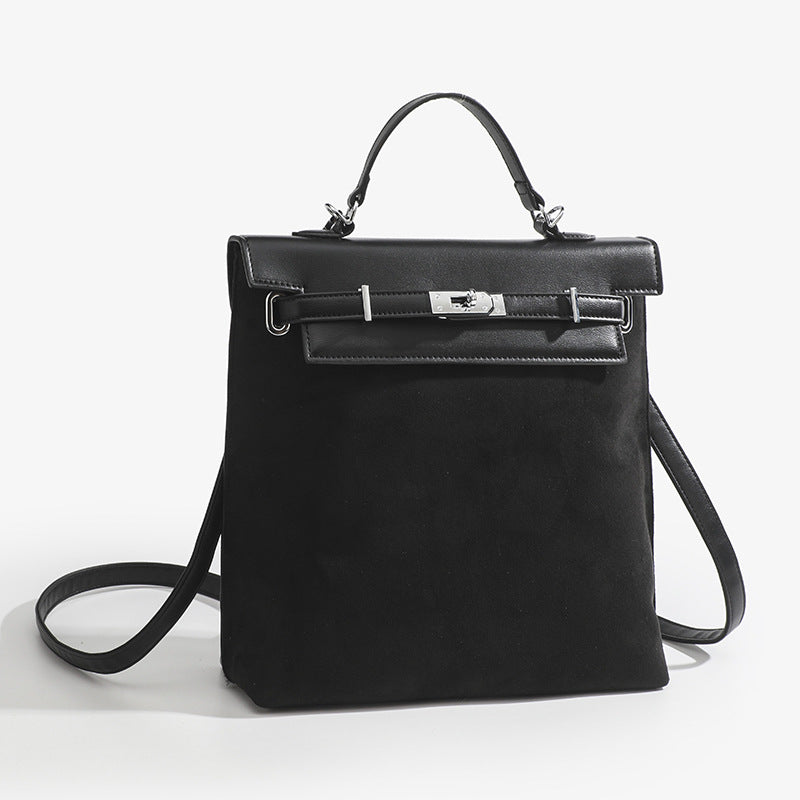 Vintage Backpack For Women Frosted Faux Leather Slim Daypack