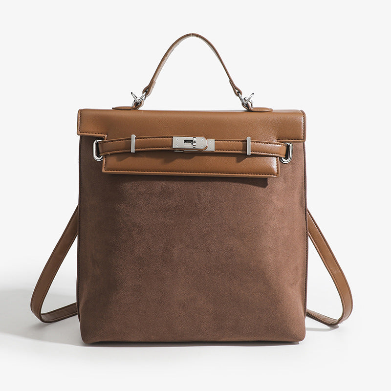 Vintage Backpack For Women Frosted Faux Leather Slim Daypack