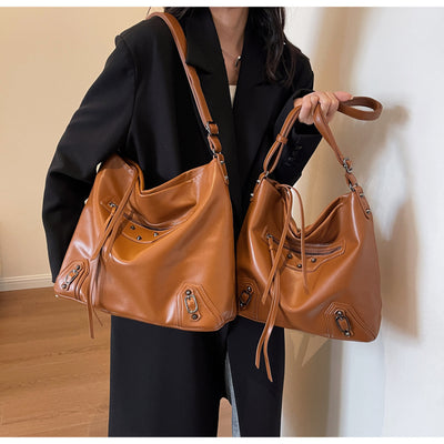 Rivet Tassel Tote Women Large Single Shoulder Cross Body Bag