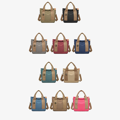 Portable Canvas Handbag Color Contrast Lightweight Crosswbody Bag Commuting Bag