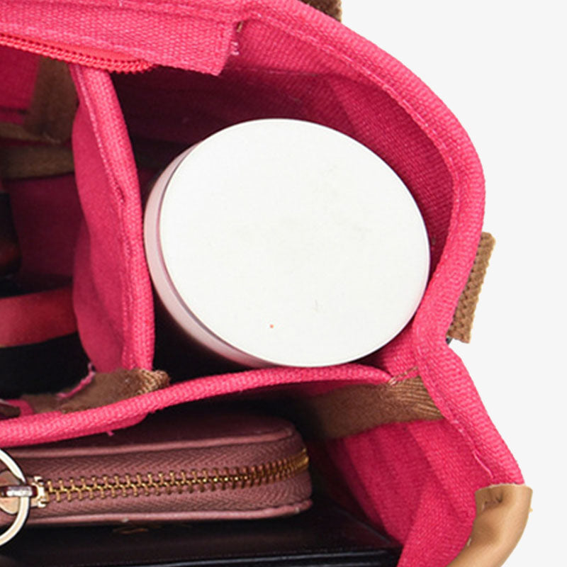 Portable Canvas Handbag Color Contrast Lightweight Crosswbody Bag Commuting Bag