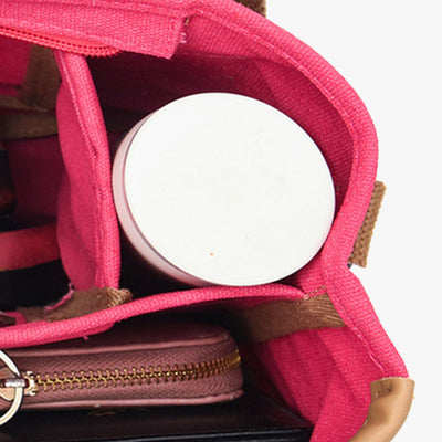 Portable Canvas Handbag Color Contrast Lightweight Crosswbody Bag Commuting Bag