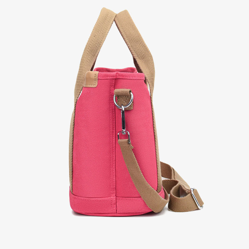Portable Canvas Handbag Color Contrast Lightweight Crosswbody Bag Commuting Bag