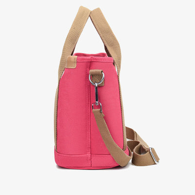 Portable Canvas Handbag Color Contrast Lightweight Crosswbody Bag Commuting Bag