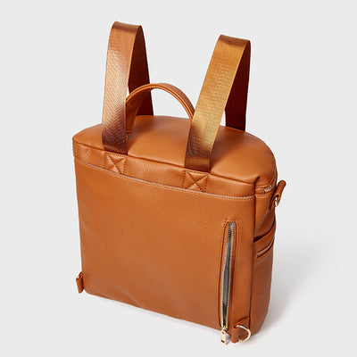 Multifunctional Mommy Bag Convertible Brown Leather Backpack For Weekender