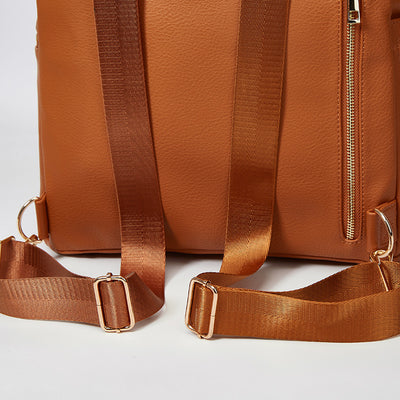 Multifunctional Mommy Bag Convertible Brown Leather Backpack For Weekender