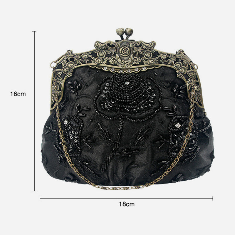 Sequin Evening Bag Flowers Embroideried Elegant Clutch For Women