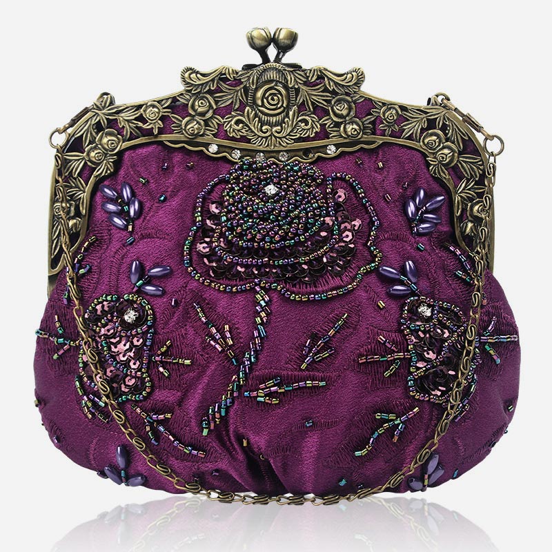 Sequin Evening Bag Flowers Embroideried Elegant Clutch For Women