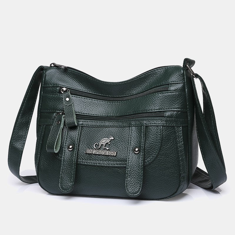 Crossbody Bag for Women Multi-Pocket Soft Leather Zipper Pocket Shoulder Purse