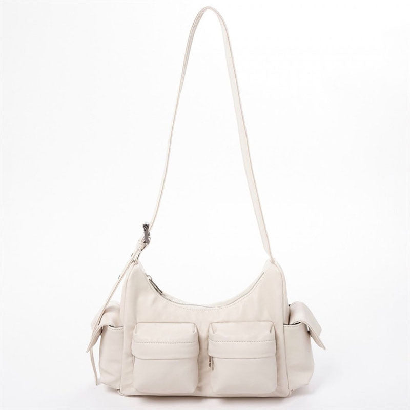 Horizontal Shoulder Bag For Women Multiple Pocket Minimalist Underarm Bag