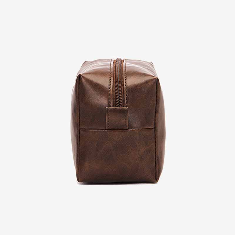 Vintage Vegan Leather Toiletry Bag Womens Portable Travel Makeup Bag