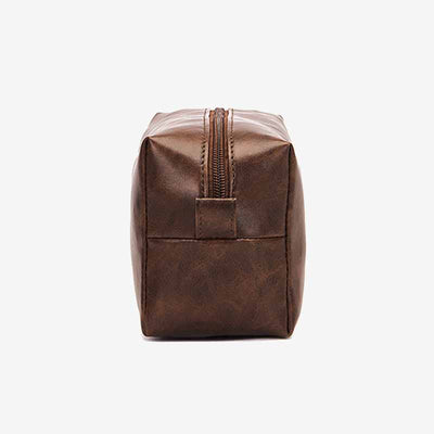 Vintage Vegan Leather Toiletry Bag Womens Portable Travel Makeup Bag