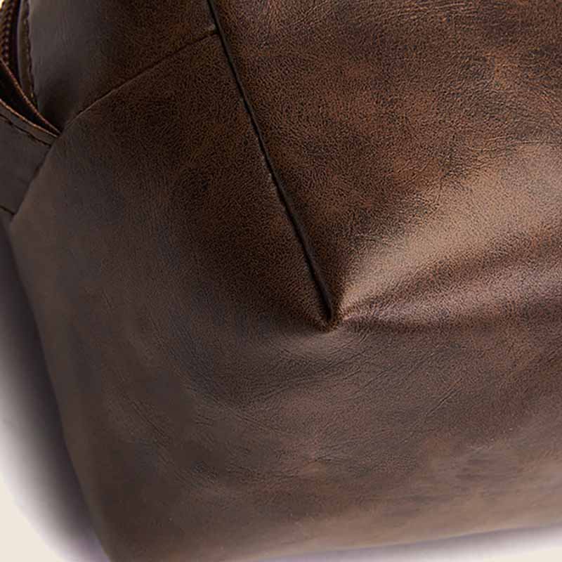 Vintage Vegan Leather Toiletry Bag Womens Portable Travel Makeup Bag
