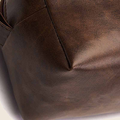 Vintage Vegan Leather Toiletry Bag Womens Portable Travel Makeup Bag