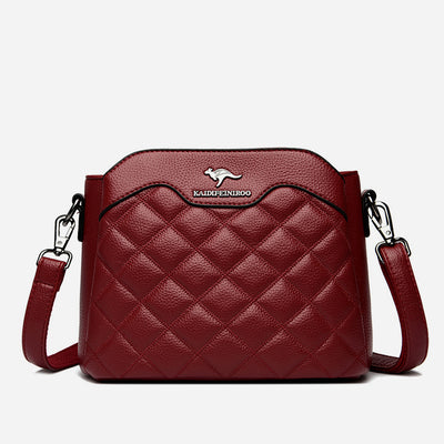 Quilted Crossbody Bag For Women Triple Compartment Shoulder Purse