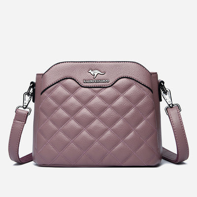 Quilted Crossbody Bag For Women Triple Compartment Shoulder Purse