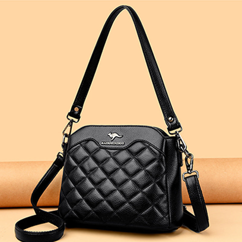 Quilted Crossbody Bag For Women Triple Compartment Shoulder Purse