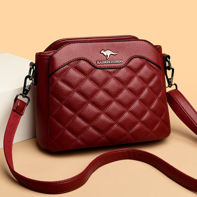 Quilted Crossbody Bag For Women Triple Compartment Shoulder Purse