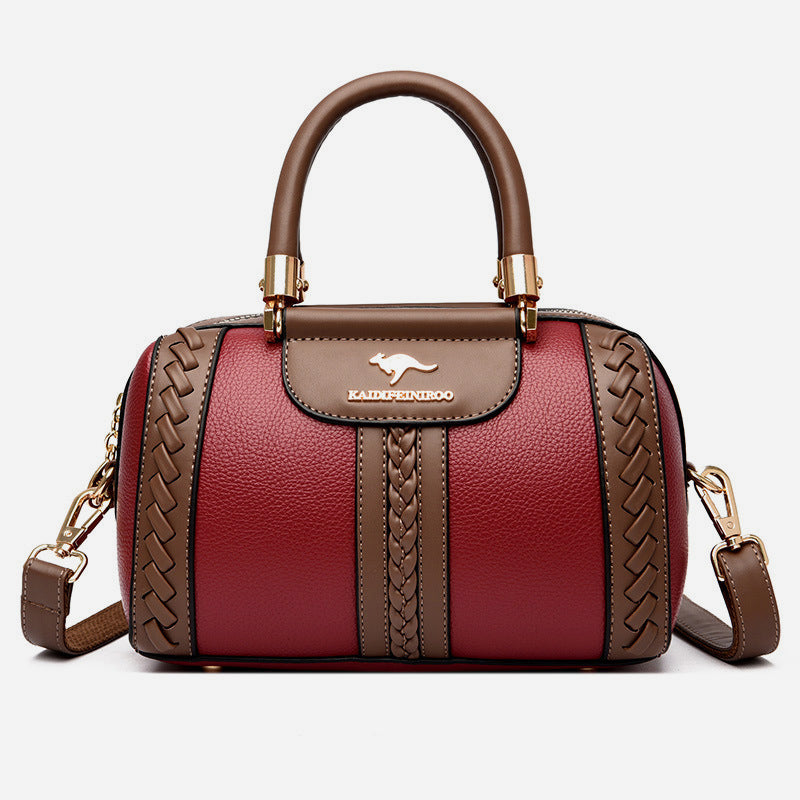 Elegant Top Handle Bag For Women Twist Stripe Leather Handbag