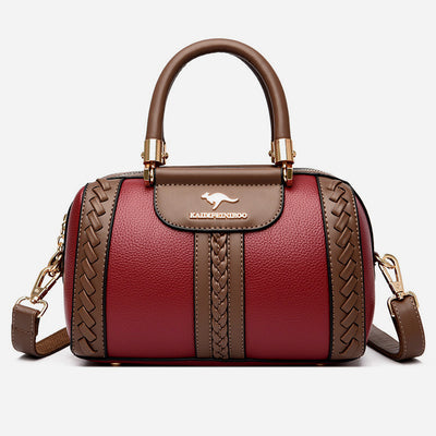 Elegant Top Handle Bag For Women Twist Stripe Leather Handbag