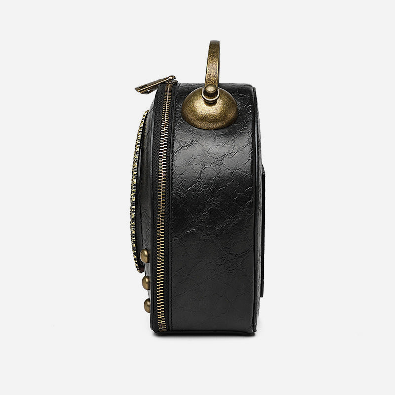 Top Handle Bag For Women Floral Clock Retro Crossbody Bag