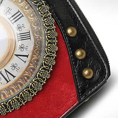 Top Handle Bag For Women Floral Clock Retro Crossbody Bag