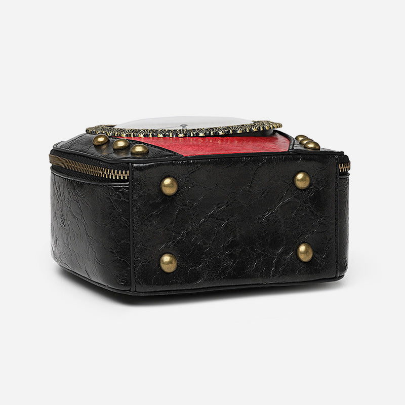 Top Handle Bag For Women Floral Clock Retro Crossbody Bag