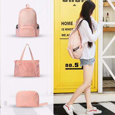 Dual Purpose Backpack Portable Lightweight Folding Travel School Bag