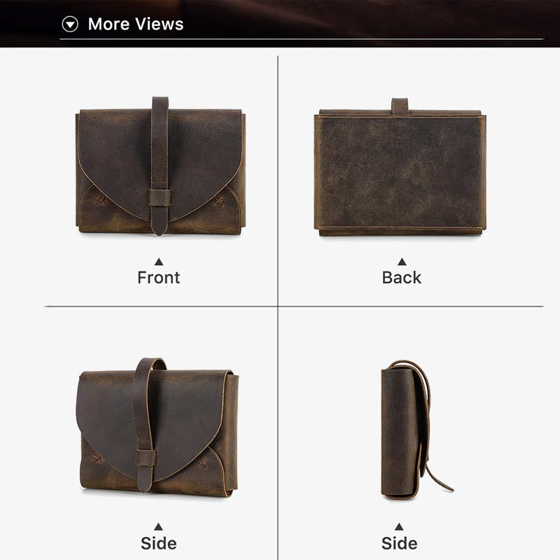 Vintage Storage Bag Envelope Shape Genuine Leather Book Cover