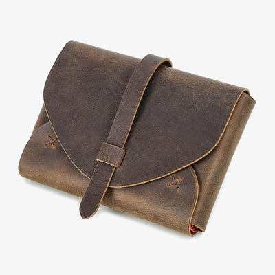 Vintage Storage Bag Envelope Shape Genuine Leather Book Cover