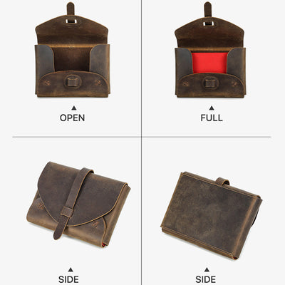 Vintage Storage Bag Envelope Shape Genuine Leather Book Cover